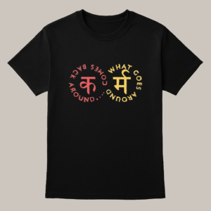 Black Cotton T-Shirt with Karma Circle Print – Unisex Fit, Soft Fabric, Positive Vibes Wear